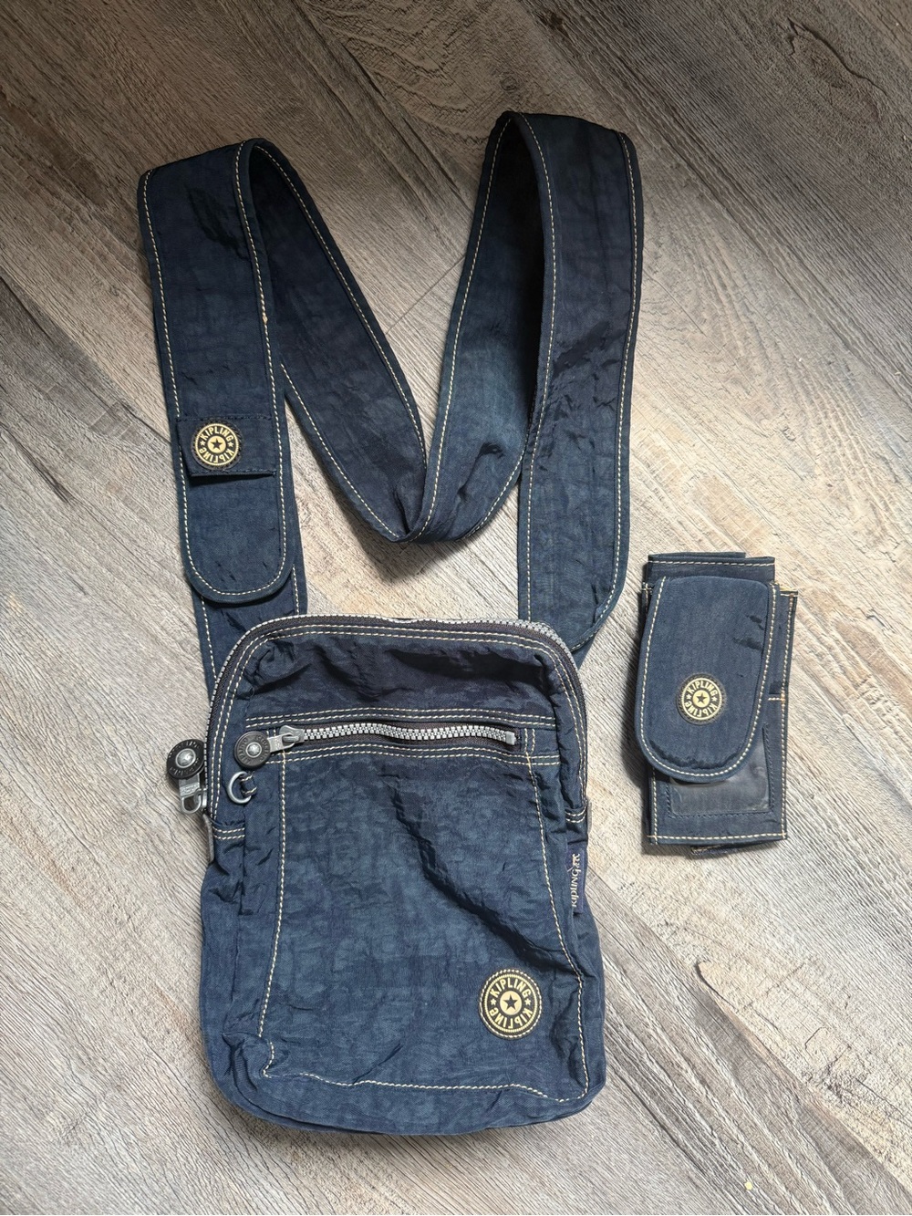Kipling Vintage Navy Crossbody Bag with Detachable Pouch